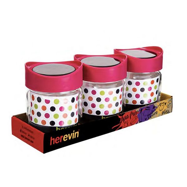 Pote para Mantimento de Vidro Casambiente com Tampa Plástica Rosa 425ml