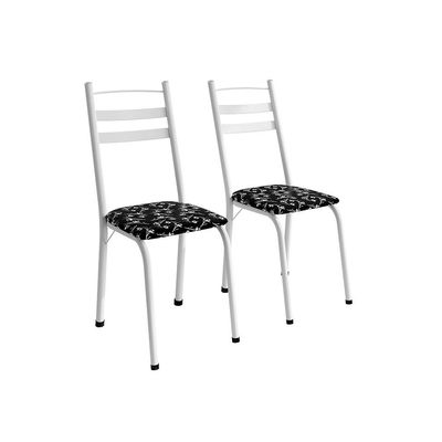 Conjunto com 2 Cadeiras Beatrice Revetimento Sintético Preto e Branco