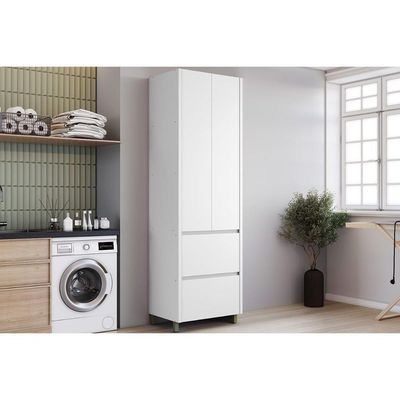 Armário Multiuso P- área Serviço Rainha C- 2 Portas E 2 Gavetas 70cm Branca - Nesher