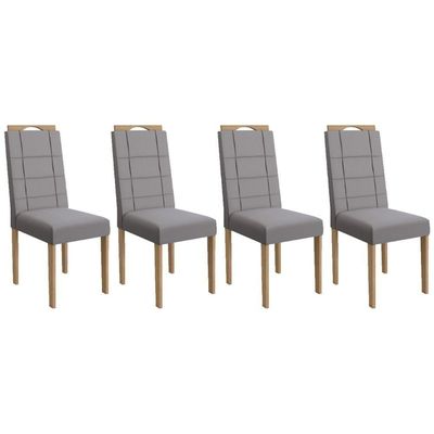Kit 4 Cadeiras De Cozinha 2cad150ea 4 Un Eucalipto Suede Cinza Titanio A050