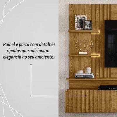 Painel Bancada Suspensa Com Led 3 Portas Atena Cumaru
