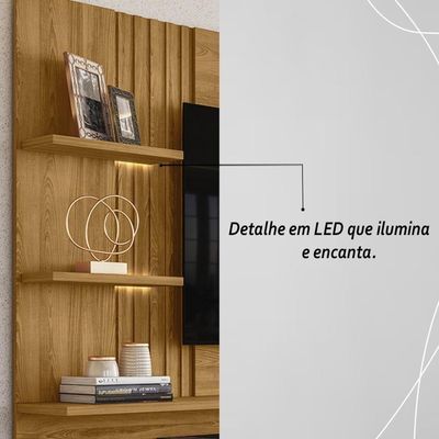 Painel Bancada Suspensa Com Led 3 Portas Atena Cumaru