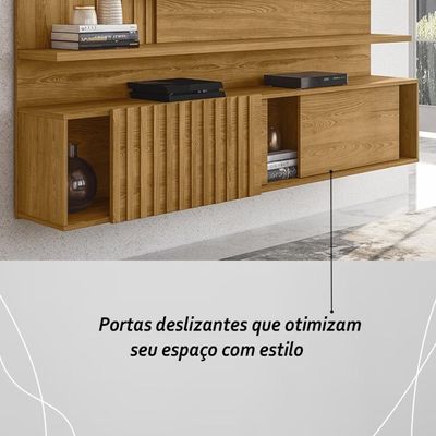 Painel Bancada Suspensa Com Led 3 Portas Atena Cumaru