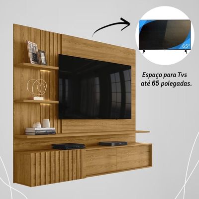 Painel Bancada Suspensa Com Led 3 Portas Atena Cumaru
