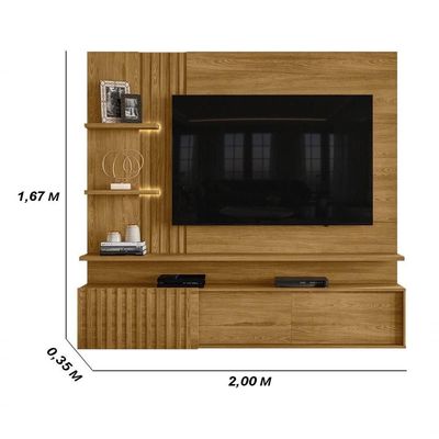 Painel Bancada Suspensa Com Led 3 Portas Atena Cumaru