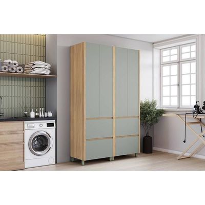 Armário Multiuso P- área Serviço Rainha C- 4 Portas E 4 Gavetas 140cm Nature-verde - Nesher