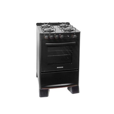 Fogão de Piso Mesa de Vidro Suggar Cook Glass 4 Bocas Preto Bivolt - FGVCG410PT