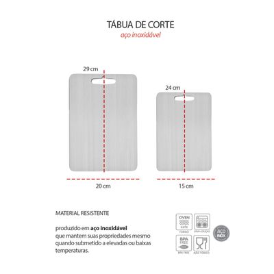 Tabua de Carne Corte Cozinha Profissional Aço Inox Kit 2un
