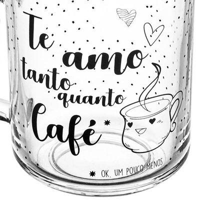 Caneca De Café Te Amo Vidro Transparente 220ml Xícara Lyor