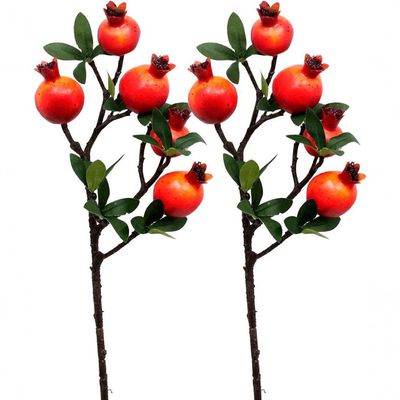 Kit 2 Plantas Fruta Romã Artificial Natal Decoração De 60cm
