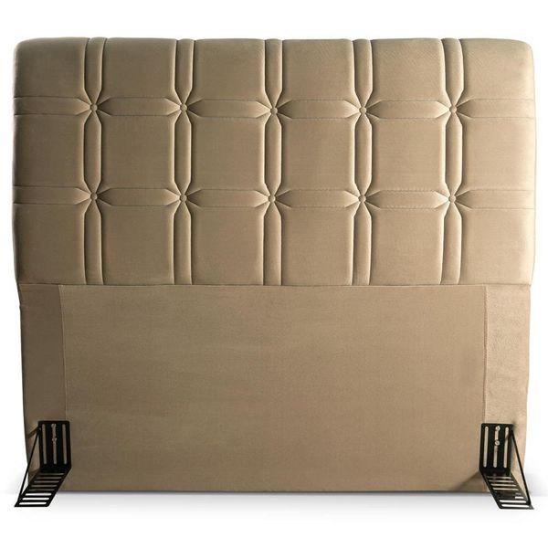 Cabeceira para Cama de Solteiro Hellen Zeus com Revestimento Platinum - 90cm de largura Bege