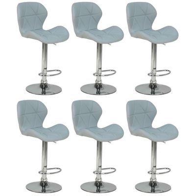 Kit 06 Banquetas Slim Estofada Giratória Com Regulagem De Altura - Cinza