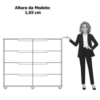 Cômoda Grande 8 Gavetas Doble  Branco Freijó