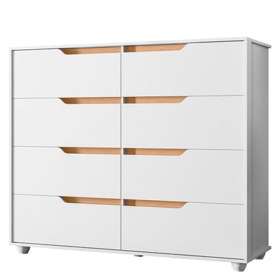 Cômoda Grande 8 Gavetas Doble  Branco Freijó