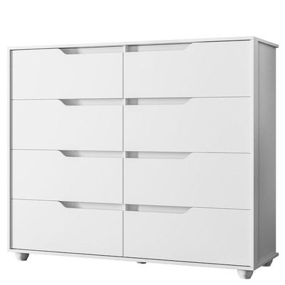 Cômoda Grande 8 Gavetas Doble  Branco Freijó