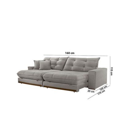 Sofá Duque Dois Módulos De 80cm B25cm A230 Linho Cinza