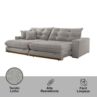 Sofá Duque Dois Módulos De 80cm B25cm A230 Linho Cinza
