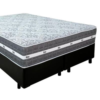Cama Box Casal Bipartido Sintético + Colchão Anjos Black Graphite Molas Ensacadas 138x188x64cm Preto