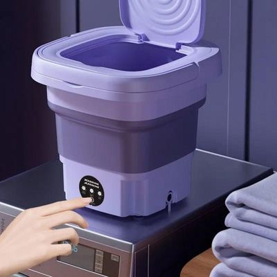 Mini Máquina De Lavar Silenciosa Dobrável Portátil 9 Litros Cor:roxo