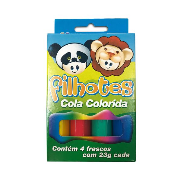Cola Acrilex Colorida Filhotes com 4 Cores 23g