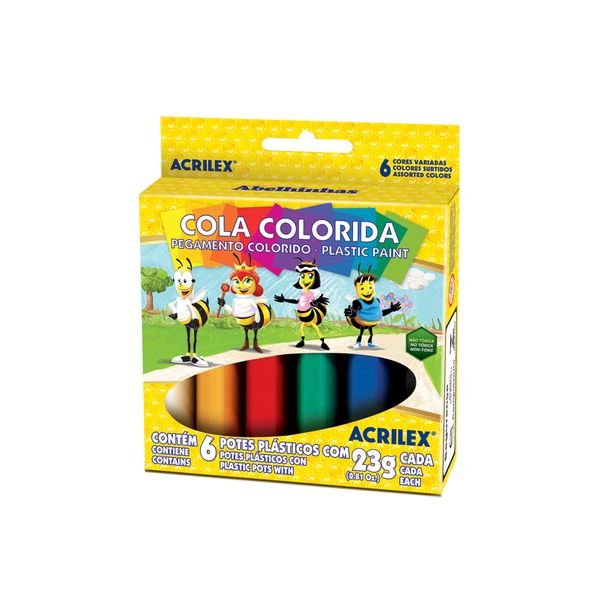 Cola Acrilex Colorida com 6 Cores 23g