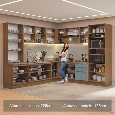 Armário De Cozinha Completa 566cm Lux Madesa 01 Rustic/cinza