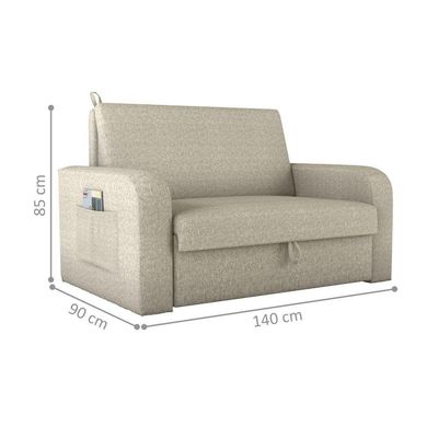Sofá Cama Com Baú 2 Lugares Raheny Linho