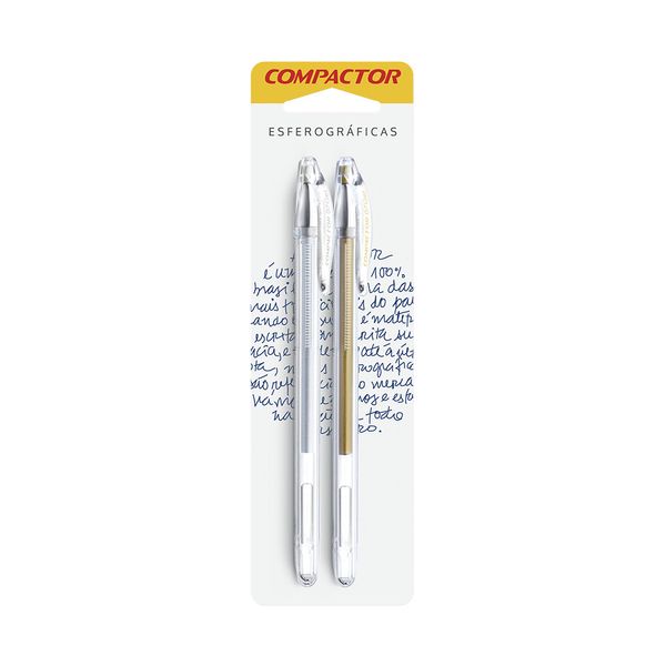 Caneta Gel Compactor Top 0,7mm Dourada e Prata 2 Unidades