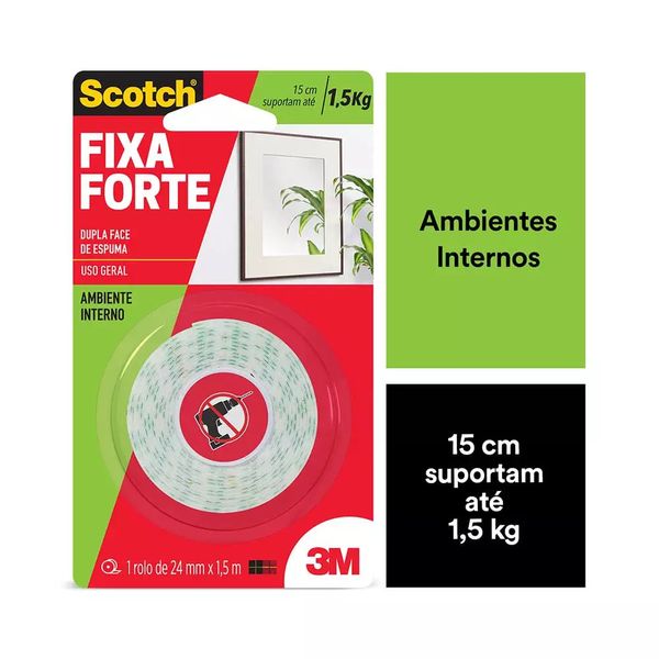 Fita Adesiva Dupla Face Scotch 3M com Espuma para Uso Interno 24mmx1,5m