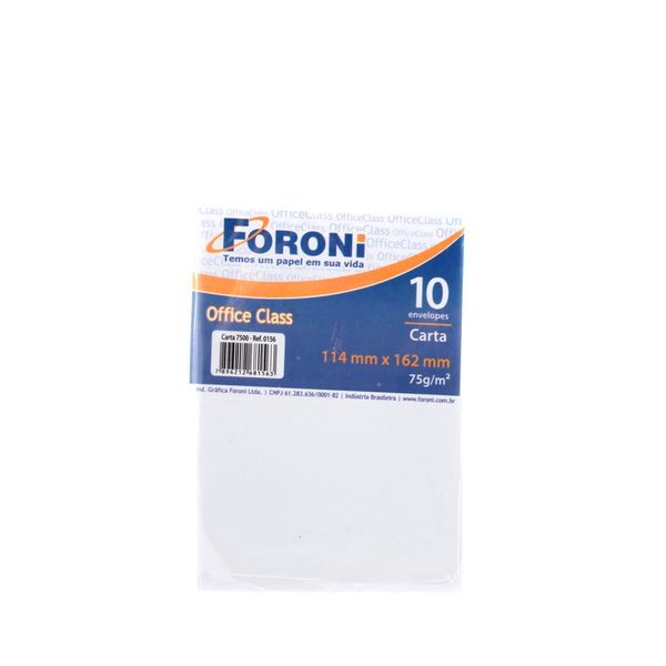 Envelope Carta Foroni Branco 114x162mm com 10 Unidades