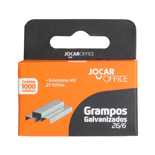 Grampo Galvanizado Leonora Jocar Office 26/6 com 1000 Unidades