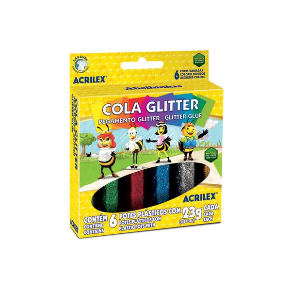 Cola Acrilex Gliter com 6 Cores 23g