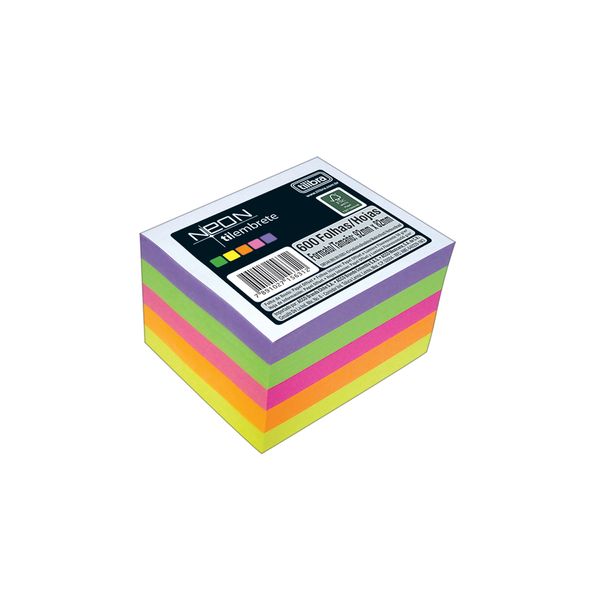 Bloco de Anotações Tilibra Cubo 5 Cores Neon com 600 Folhas 92x82mm