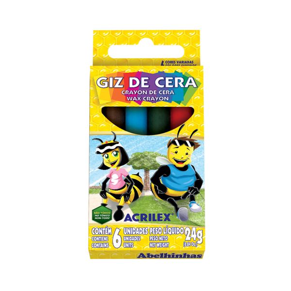 Giz Cera Acrilex Regular com 6 Cores 24g