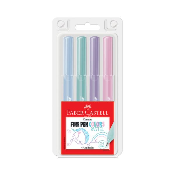 Caneta Esferográfica Faber-Castell Fine Pen 4.0mm Colors Pasteis com 4 Unidades