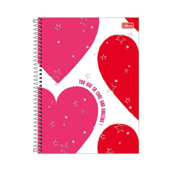 Caderno Universitário Tilibra Espiral Capa Dura Love Pink 1 Matéria 80 Folhas Capas Diversas