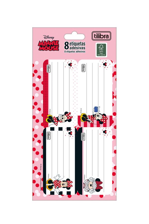 Etiqueta Adesiva Escolar Tilibra Minnie com 8 Unidades