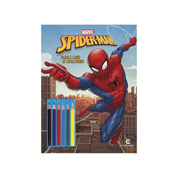Livro Infantil Culturama para Ler e Colorir Homem Aranha com Lápis de Cor Faber-Castell