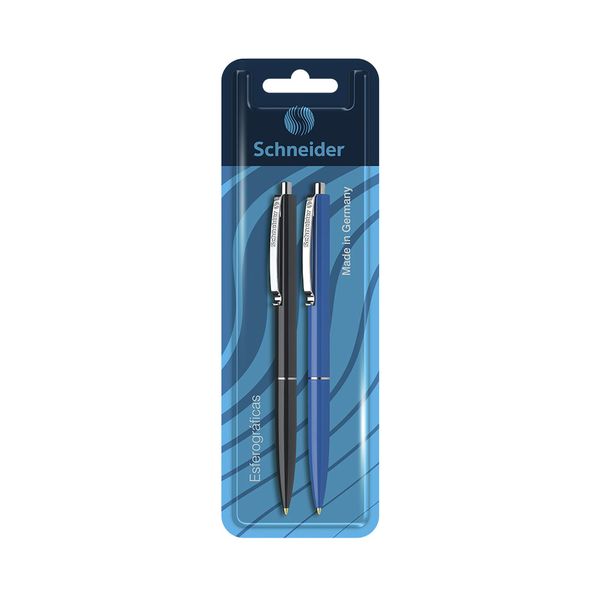 Caneta Esferográfica Schneider K15 Ponta Média com 2 Unidades Azul e Preta Caneta Esferográfica Schneider K15 Ponta Média com 2 Unidades Azul e Preta
