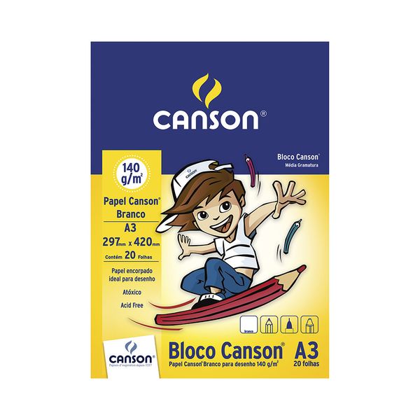 Bloco de Desenho Canson A3 Branco com 20 Folhas 297x420mm 140g