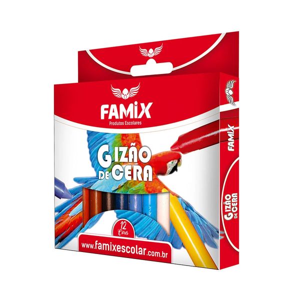 Gizão Cera Famix Jumbo 12 Cores Vibrantes