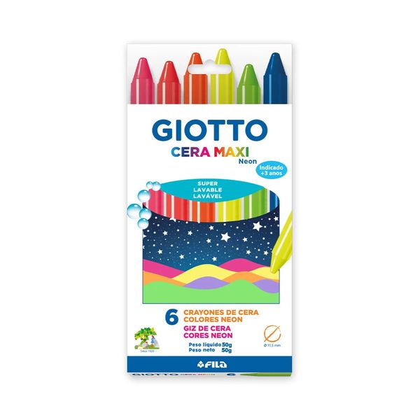 Gizão Cera Giotto Maxi 06 Cores Neon