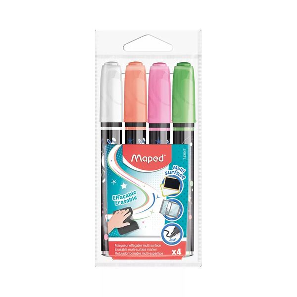 Marcador Artístico Maped Multi Superfícies 2.0mm com 4 Cores Vibrantes Marcador Artístico Maped Multi Superfícies 2.0mm com 4 Cores Vibrantes