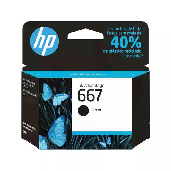 Cartucho de Tinta HP 667 Preto 3YM79AB