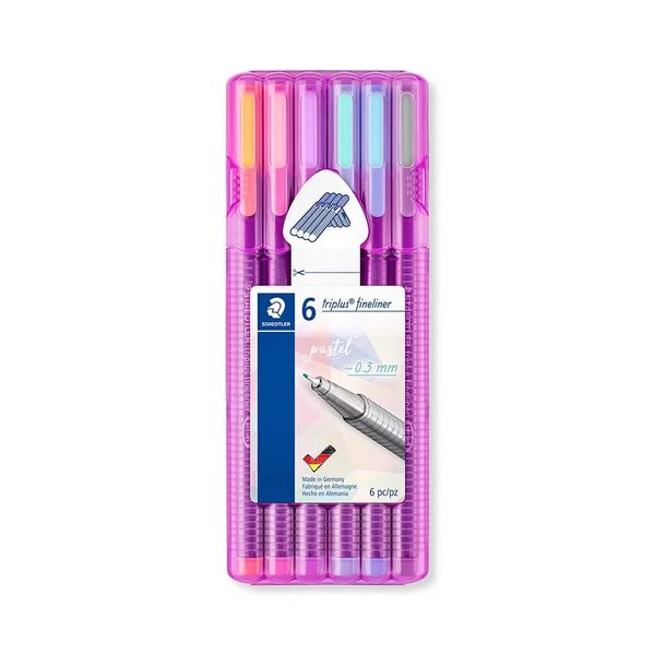 Caneta Hidrográfica Staedtler Triplus Fineliner Tons Pastel 0.3mm com 06 Unidades