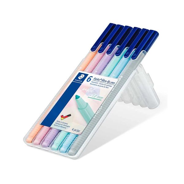 Caneta Hidrográfica Staedtler Triplus Fineliner Tons Pastel 1.0 mm com 06 Unidades