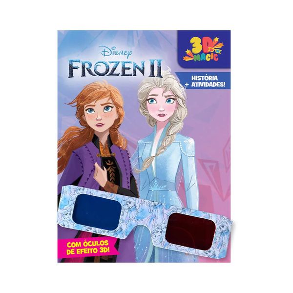 Livro Infantil DCL Histórias e Atividades Disney Frozen 2 com Óculos 3D Magic