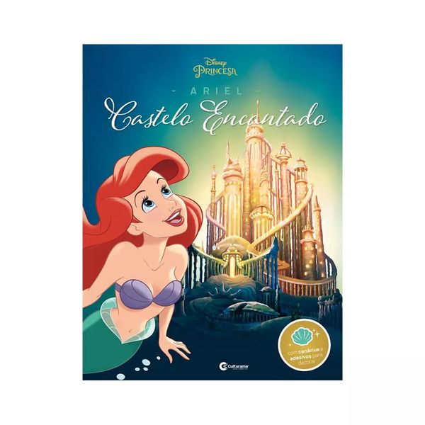 Livro Infantil Culturama Castelo Encantado Disney Ariel com Adesivos Livro Infantil Culturama Castelo Encantado Disney Ariel com Adesivos