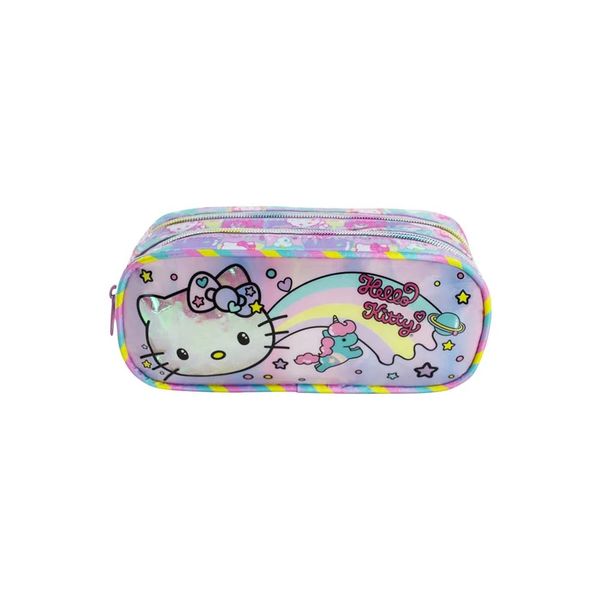 Estojo Infantil Xeryus Hello Kitty Rainbow com 2 Divisórias