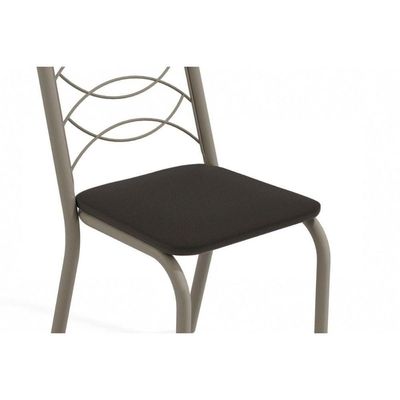 Conjunto Mesa Sala Jantar Volga Com Tampo De Vidro 95cm E 4 Cadeiras Holanda Niquel Marrom Kappesberg